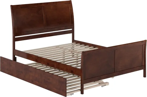 Vista 24 de AFI, Portland - Cama de plataforma matrimonial con estribo a juego con cama nido individual, color espresso