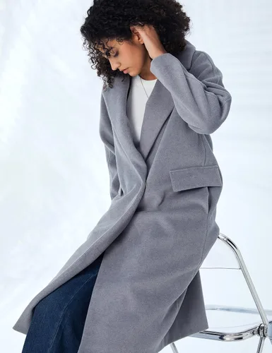 Vista 4 de Abrigo largo básico en forma de H con solapa casual para mujer de invierno