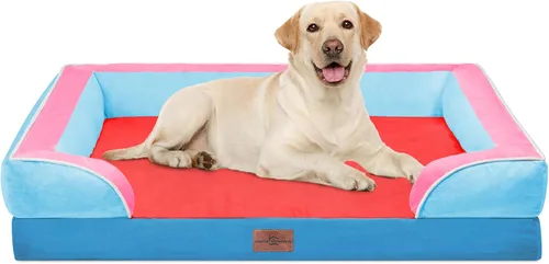 Vista 70 de Comfort Expression - Cama ortopédica para perros medianos, 28 x 19 pulgadas, cama impermeable y de apoyo de espuma con cojines removibles, sofá