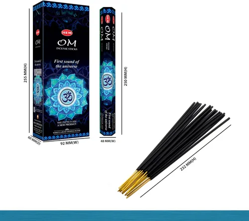 Vista 3 de Hem Incense-OM - Varitas de incienso (120 palitos en una caja) Frescura y meditación Artículos de habitación Puja para un entorno aromático
