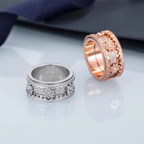 Vista 6 de xrxebv Anillos de banda para aliviar la ansiedad y el estrés para hombre, anillo mecánico giratorio para parejas, Metal, Diamante