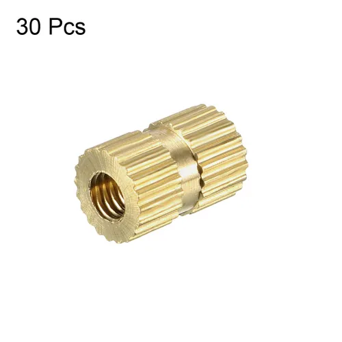 Vista 3 de uxcell Tuercas de inserción moleteadas, 30 piezas M3 x 0.315 in de longitud x 0.213 in de diámetro exterior rosca hembra tuerca de inserción roscada