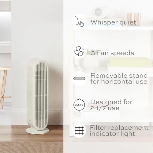 Vista 4 de Conair Purificador de aire, filtro de aire HEPA, purificador para alergias, polvo, polen, control de olores, habitaciones de tamaño mediano de hasta