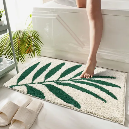 Vista 19 de Hi Space Alfombras de baño de 24 x 16 pulgadas con hojas para baño, antideslizante, lavable a máquina, suave, absorbente, bonita alfombra de baño