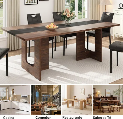 Vista 4 de Squireewo 70IN- Mesa de comedor para 6 personas, impermeable, gruesa