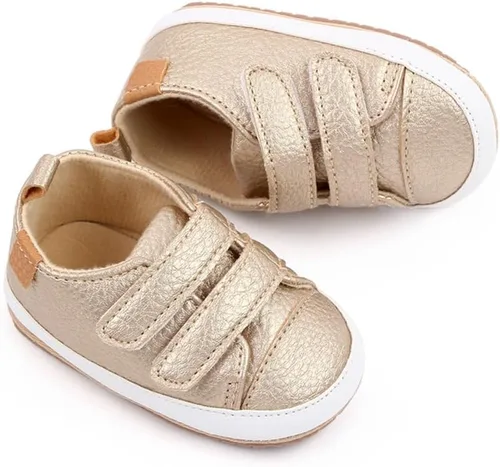 Vista 5 de Baby Shoes Soft Leather Flat Shoes Toddler First Walker Shoes Boys Girls Infant Newborn Sneakers Non-Slip Rubber Sole
