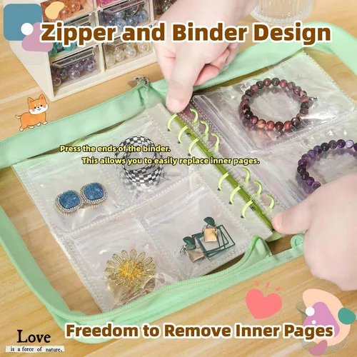 Vista 7 de AVELIO Organizador de almacenamiento de pulseras, estuche organizador de aretes de viaje, bolsa organizadora de joyas transparente para accesorios
