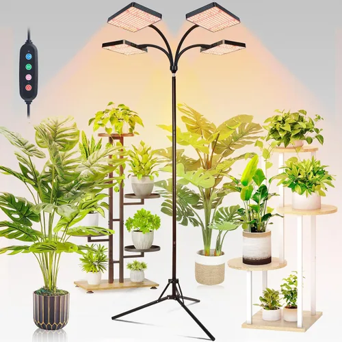 Vista 10 de FECiDA Luces de cultivo de 3 cabezales 2026 con soporte mejorado, luces de crecimiento de gran cobertura para plantas grandes de interior, árbol