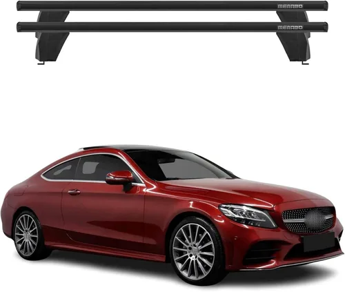 Vista 10 de OMAC Barras transversales de techo de punto fijo Mercedes Clase C Sedan 2015 a 2023, portaequipajes, 165 libras, aluminio, 2 piezas, color plateado