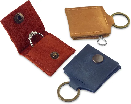 Vista 9 de Soporte de cuero para llavero, funda de viaje para anillo de boda, soporte para anillo de compromiso, bolsa para anillos, soporte para anillos