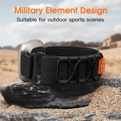 Vista 5 de Bandletic Bandas tácticas resistentes compatibles con Fitbit Versa 4 bandas/Versa 3/Sense 2/Sense, correas deportivas de nailon militar suave y Negro