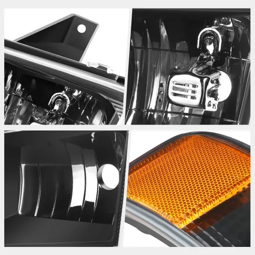 Vista 4 de PM PERFORMOTOR [4 piezas] Faros LED DRL en forma de E + lámparas de parachoques compatibles con Chevy Express 03-24/GMC Savana, carcasa