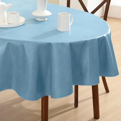 Vista 19 de Newbridge Basketweave - Mantel con parte trasera de franela de vinilo de color sólido, aspecto texturizado de tejido de cesta, mantel impermeable