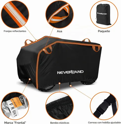Vista 2 de NEVERLAND Funda impermeable para cuatrimoto de 4 ruedas con hebilla, a prueba de polvo, anti rayos UV, resistente al viento, para todo