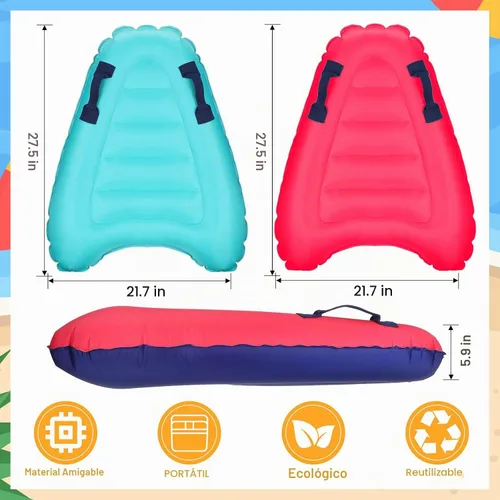 Vista 3 de Leitee 2 tablas inflables de surf con asas, tabla de surf inflable para playa, ligera tabla de surf flotante para niños, para aprender surf, 27.5 x