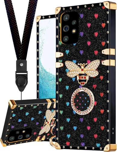 Vista 13 de Loheckle Funda para Samsung Galaxy Note 9 para mujer, diseño con soporte de anillo y cordón, elegante funda de lujo de abejas para Samsung Note 9 6.4