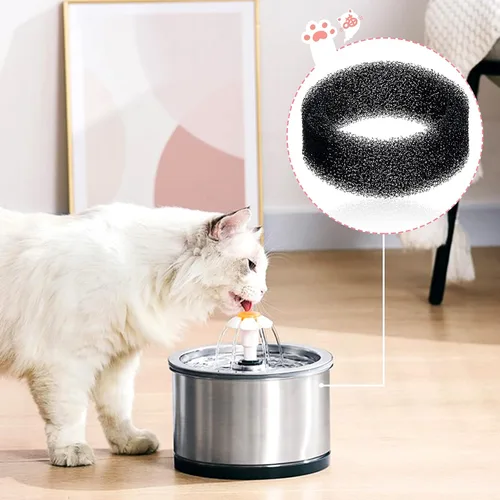 Vista 2 de Tuanse 8 filtros de fuente de agua para mascotas para gatos, filtro redondo de espuma de repuesto para bebidas de mascotas y gatos, filtro