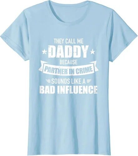 Vista 23 de Call me dad partner in crime bad influence camiseta divertida regalo papá, Negro, S