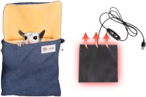 Vista 13 de MANON ROSA Hamster Hideout - Cama de invierno - Acogedora jaula para mascotas, almohadilla térmica y hamaca colgante para animales pequeños