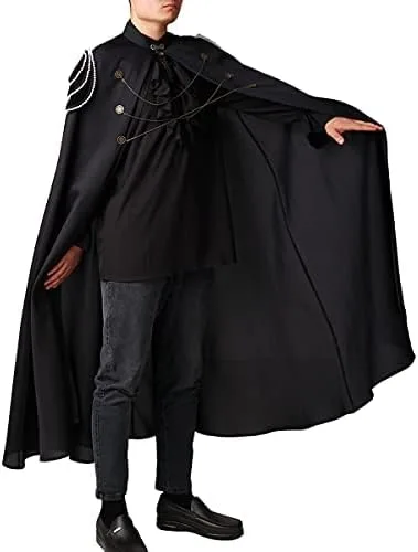 Vista 4 de COSDREAMER Capa de disfraz de bruja para hombre, capa medieval renacentista