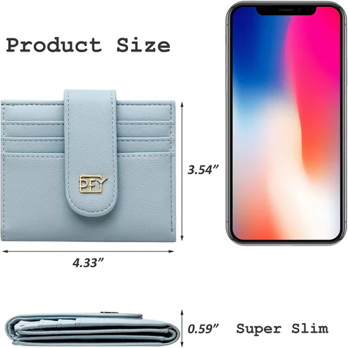 Vista 5 de GEEAD Carteras pequeñas para mujer delgadas y plegables para tarjetas de crédito, minimalista con bolsillo para monedas., Azul Patchwork