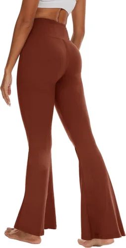 Vista 30 de ZOOSIXX Pantalones de yoga acampanados para mujer, leggings cruzados suaves con corte de bota
