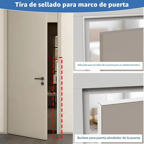 Vista 4 de 2 piezas de 196 pulgadas cada una de tira de sellado de puerta de cuña para marco de puerta, cinta aislante autoadhesiva para ventana para invierno