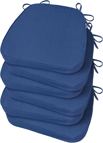 Vista 9 de Basic Beyond Cojines para sillas de comedor, 4 unidades, cojines para sillas de cocina en forma de D con lazos, juego de 4, cojines de asiento