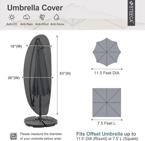Vista 2 de Cubierta impermeable para sombrilla para patio de 7.5 a 11.5 pies
