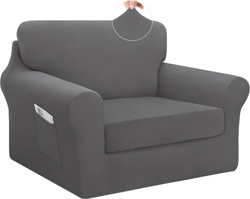 Vista 16 de Easy-Going - Funda elástica para sofá (7 piezas), tamaño XL, color negro Juego de funda de sofá lavable para 3 cojines de respaldo y asiento