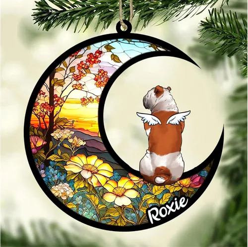 Vista 912 de LOVELYPOD Adorno de Navidad personalizado para perro Basset Hound (marrón) Basset Hound (marrón) adorno para atrapasoles de perro, razas de perros