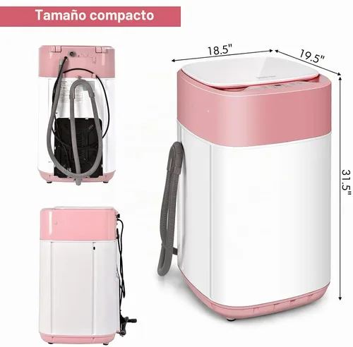 Vista 5 de COSTWAY Lavadora Portátil, Capacidad de 8 Libras, Bomba de Drenaje Integrada, Lavadora Compacta de Lavandería con 6 Programas, 6 Niveles de Agua