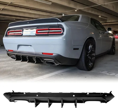 Vista 13 de FREEMOTOR802 Difusor Trasero Compatible con Dodge Challenger 2015-2023, Impresión de Fibra de Carbono PP Moldura de Parachoques Trasero Labio