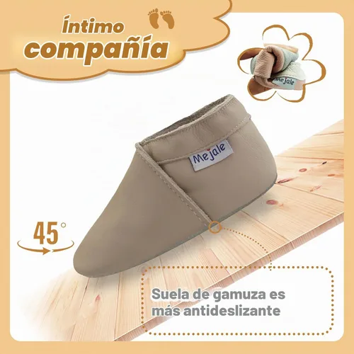 Vista 3 de Mejale - Zapatos de bebé, para niños pequeños, con suela suave de cuero, estilo mocasín, para pre-caminantes Beige