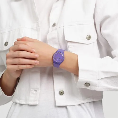 Vista 4 de Swatch Colección Gent BIOCERAMIC Standard Perfect Plum Quartz Watch, Púrpura