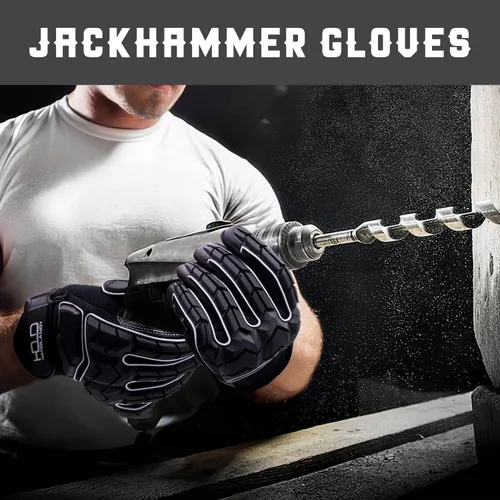 Vista 3 de AIGEVTURE Guantes de trabajo anti vibración para hombre, guantes mecánicos de impacto reductor TPR, guantes de seguridad con dedos y palma