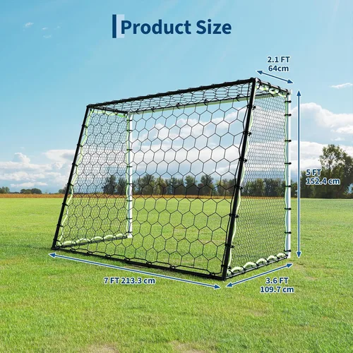 Vista 3 de 7x5 FT Soccer Rebounder Net Goals, 5-in-1 Steel Frame Rebound Goal Trainer for Passing, Control and Shooting, High-Strength Net, All Ages