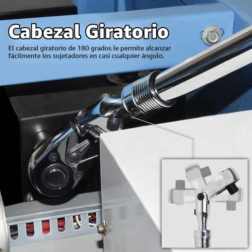 Vista 3 de FIRSTINFO F3222ND Taiwán - Llave de trinquete extensible flexible y con bloqueo de 1/2 pulgada reversible, agarre suave con acción de engranaje