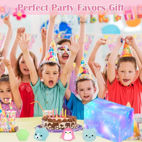 Vista 5 de Outee 20 piezas de juguetes Mochi Kawaii animales con caja de regalo que brillan en la oscuridad, lindo juguete para aliviar el estrés, recuerdos