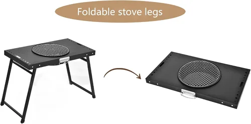 Vista 6 de Parrilla de carbón portátil, parrilla plegable de acero al carbono negra 25.5 in Patio Barbecue BBQ Grill,for Outdoor Cooking, Patio, Party