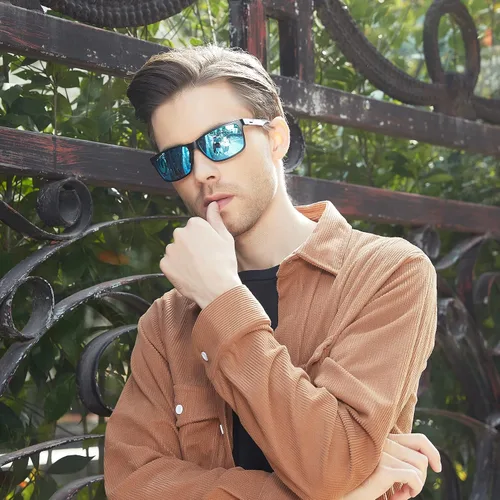 Vista 6 de DUCO DC8206 - Lentes de sol polarizados deportivos de lujo para hombre con patillas de fibra de carbono y protección ultravioleta 400