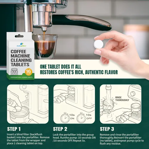 Vista 4 de Tabletas de limpieza para máquina de café expreso, limpiador de máquina de café compatible con Breville Barista Express, Gaggia, Delonghi, Jura