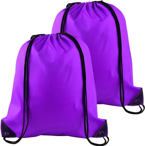 Vista 24 de KUUQA Mochila con cordón a granel, bolsas de almacenamiento para deporte, gimnasio, viajes, Negro, Viajar