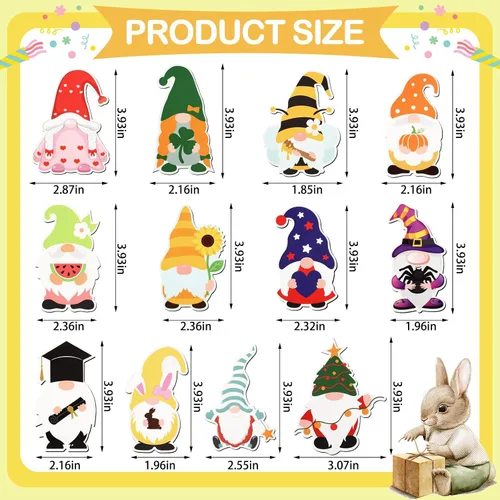Vista 2 de Sinmoe 24 imanes navideños de gnomo de temporada, imanes para refrigerador, puerta de garaje de Pascua, gnomos para nevera, resorte magnético