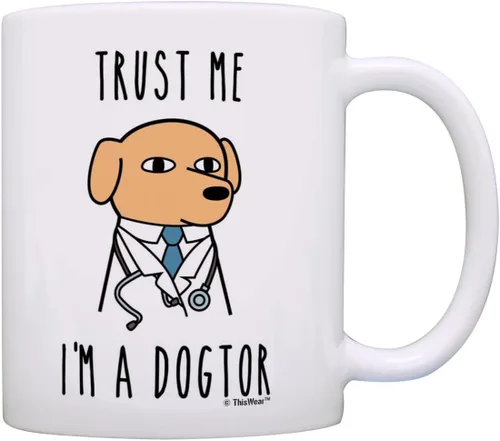 Vista 14 de ThisWear Trust Me I'm a Dogtor - Taza de café macho de 15 onzas, 1 paquete 15oz - Masculino