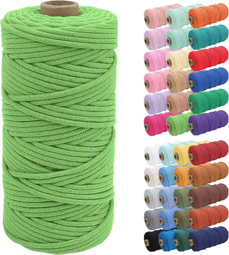 Vista 68 de JeogYong Cuerda de macramé de 0.157 in x 109 yardas, cuerda trenzada de algodón natural, cuerda de macramé para bolsas de ganchillo, colgar