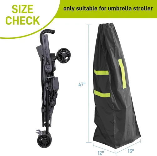 Vista 3 de Bolsa de cochecito de paraguas para avión, bolsa de control de puerta para cochecitos de paraguas individuales con correas de transporte ajustables