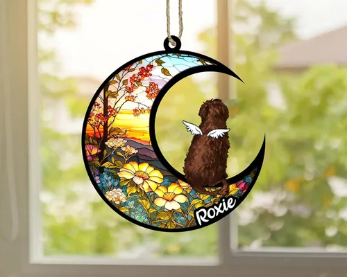 Vista 121 de LOVELYPOD Adorno de Navidad personalizado para perro Basset Hound (marrón) Basset Hound (marrón) adorno para atrapasoles de perro, razas de perros