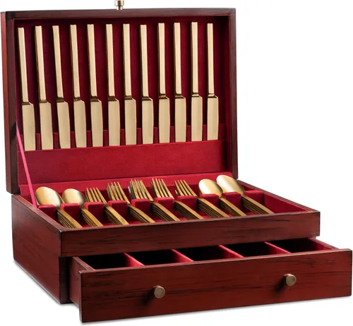 Vista 5 de Royalty Art Caja de almacenamiento de cubiertos sin deslustre con cajón, organizador de cubiertos y utensilios de cocina de 15 x 11 pulgadas