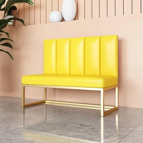 Vista 10 de Banco Settee con Respaldo, Sofá Loveseat Moderno Tapizado de PU Cabina de Una Sola Cara con Marco de Aleación, Banco Sofá de Comedor Restaurante
